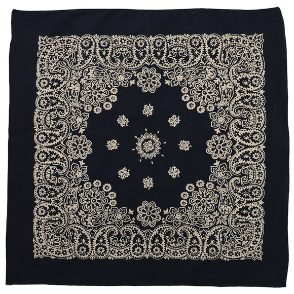 Black Paisley Print Bandanna