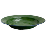 22cm Enamel Soup Plate x 4 Green (Factory Seconds)