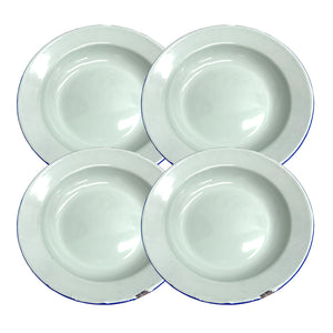 22cm Enamel Soup Plate x 4 Mint (Factory Seconds)