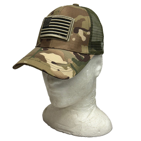 Multicam Trucker Style Cap with USA Patch